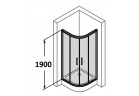 Duschkabine halbrund Tür Schiebe- Huppe Classics 80x80 cm, wys. 190 cm, silbern matt, transparentes Glas 