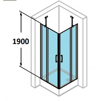tür suwane huppe aura elegance , 900 x 900 mm, glas silbern matt , transparent- sanitbuy.pl