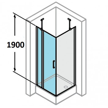 tür suwane huppe aura elegance , 900 x 900 mm, glas silbern matt , transparent- sanitbuy.pl