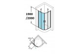 Schwingtür ze stałymi segmentami Huppe Design PURE, 1-Teil, 100 cm, wys. 190 cm, silbern matt, transparentes Glas 