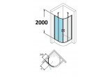 Schwingtür ze stałymi segmentami Huppe Design PURE, 1-Teil, 90 cm, wys. 200 cm, Chrom, transparentes Glas z AntiPlaque