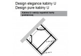 Kabine in Form von U Design Elegance, silbern matt, transparentes Glas z AntiPlaque