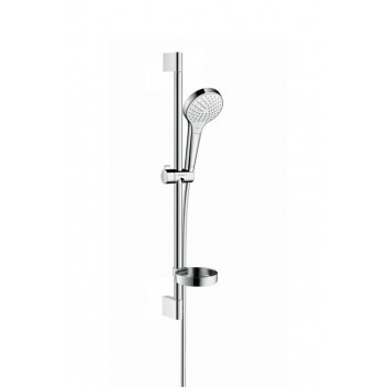 Zestaw prysznicowy Hansgrohe Croma Select E Vario 0,65 m, biały/chrom, mydelniczka Casetta- sanitbuy.pl