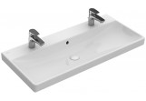 Waschtisch mit unterschrank, rechteckig Villeroy & Boch Avento weiß Alpin, 100 x 47 x 16,5 cm, Überlauf, 2 otwory na baterię