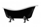 Badewanne freistehend Galassia Ethos 170 x 80 cm, włókno szklane, schwarz/weiß, Set Ablauf-, Füße Chrom, ohne Überlauf