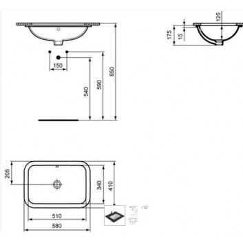 Unterbauwaschtisch 58 cm, weiß Ideal Standard Connect - sanitbuy.pl